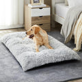 Dog Bed for Large Dogs, Plush Kennel Pad for Sleeping &Ease Anxiety, Washable Mats with Anti-Slip Bottom - 48 X 28 Inch, Grey
