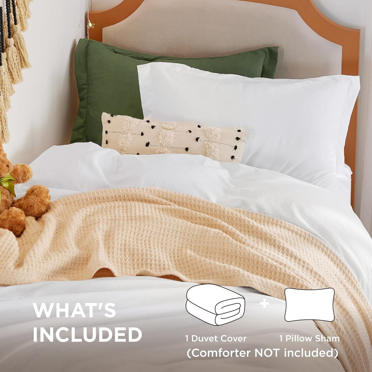 Prewashed Twin/Twin XL Duvet Cover, Cotton-Like Bedding Set, White