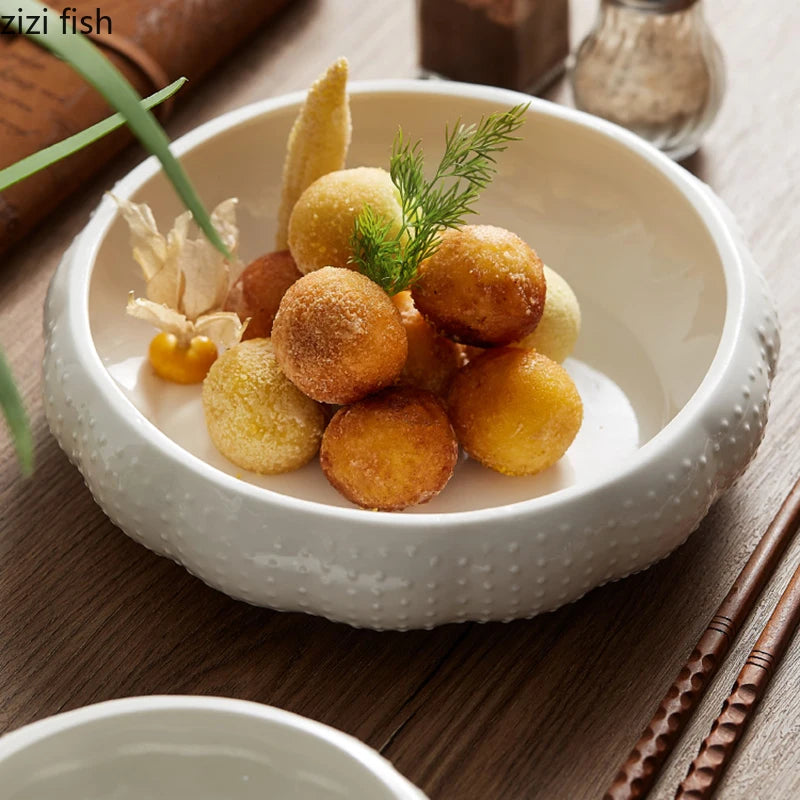Creative Ceramic Dinner Bowls Seasoning Bowls Household Irregular Shaped Tableware Soup Basins Creative Tableware Dessert Plates