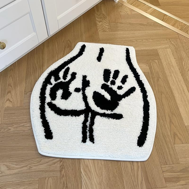 Sexy Bathroom Tufted Rugs Soft Non-Slip Absorbent Handmade Carpet Bedroom Bathroom Mat Home Decor Room Decor (23.6X21.7 Inch) (Handprint)