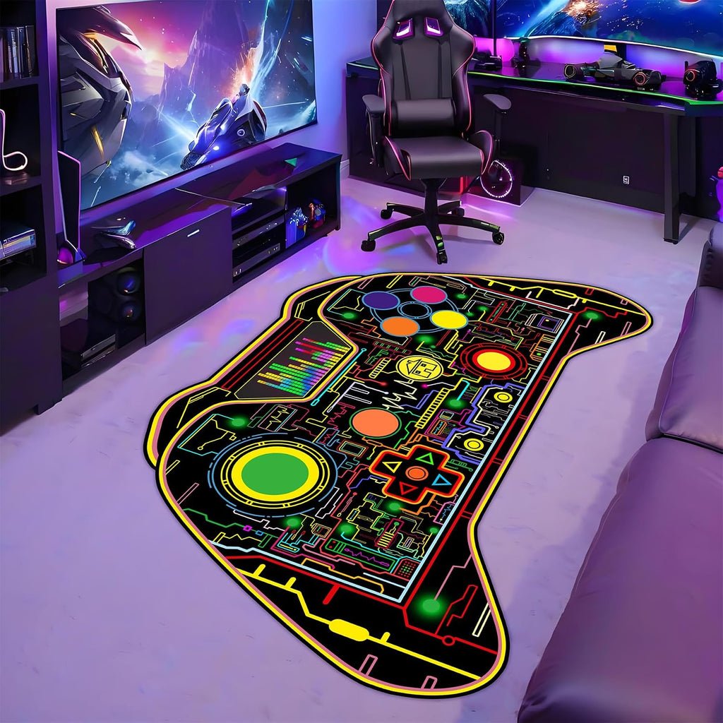 Game Controllers Shaped Rugs - Gaming Rugs for Boys Room Gaming Floor Mat Video Game Themed Bedroom Carpet for Kids,5X7 Feet