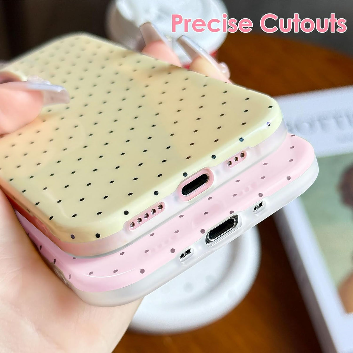 for Iphone 16 plus Case Polka Dot Phone Case, Cute Trendy Polka Dots Pattern Print Aesthetic Simple Design Soft TPU Slim Shockproof Protective Phone Cover 6.3" for Women Girls - Yellow