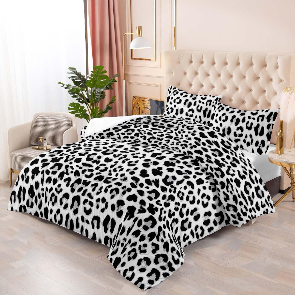 Leopard Print Comforter Set - Queen Size, Cheetah Print Sheets, Animal Theme Decor for Boys & Girls