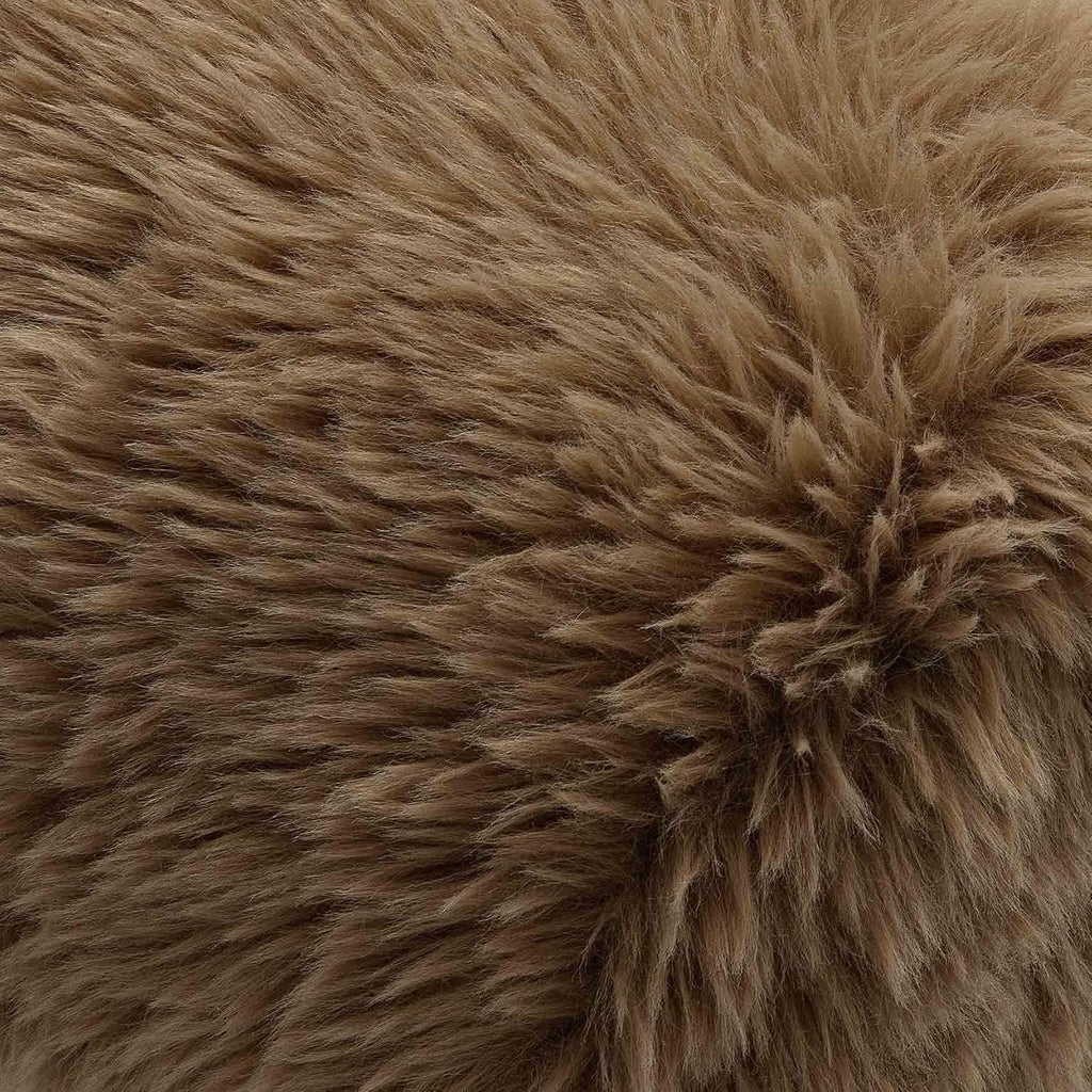 Carmel Dark Taupe Vegan Shearling Upholstered Accent Chair with Wooden Legs