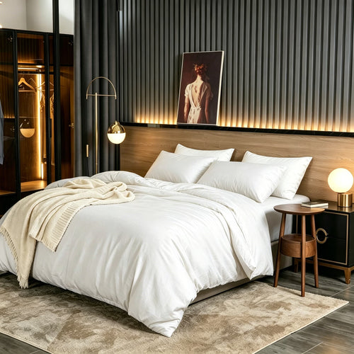 3 Pieces Duvet Cover Set, Soft Washed Microfiber Duvet Cover Queen with 2 Pillow Shams,White