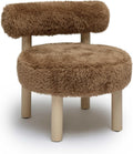 Carmel Dark Taupe Vegan Shearling Upholstered Accent Chair with Wooden Legs