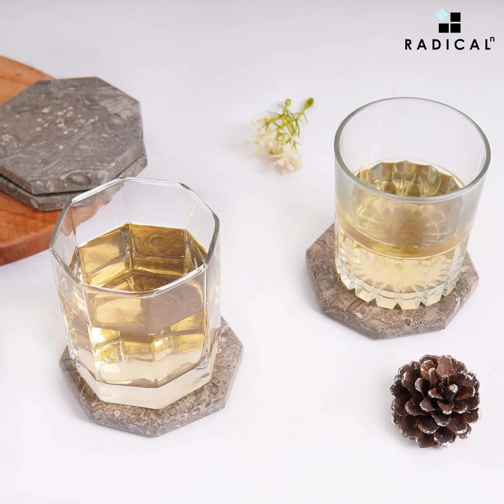 Marble Coasters Set of 6 Handmade 3.5 Inch Oceanic Coasters for Drinks, Stylish Star Coaster Set for Drinking, Ideal Coaster Set for Dining and Coffee Tables