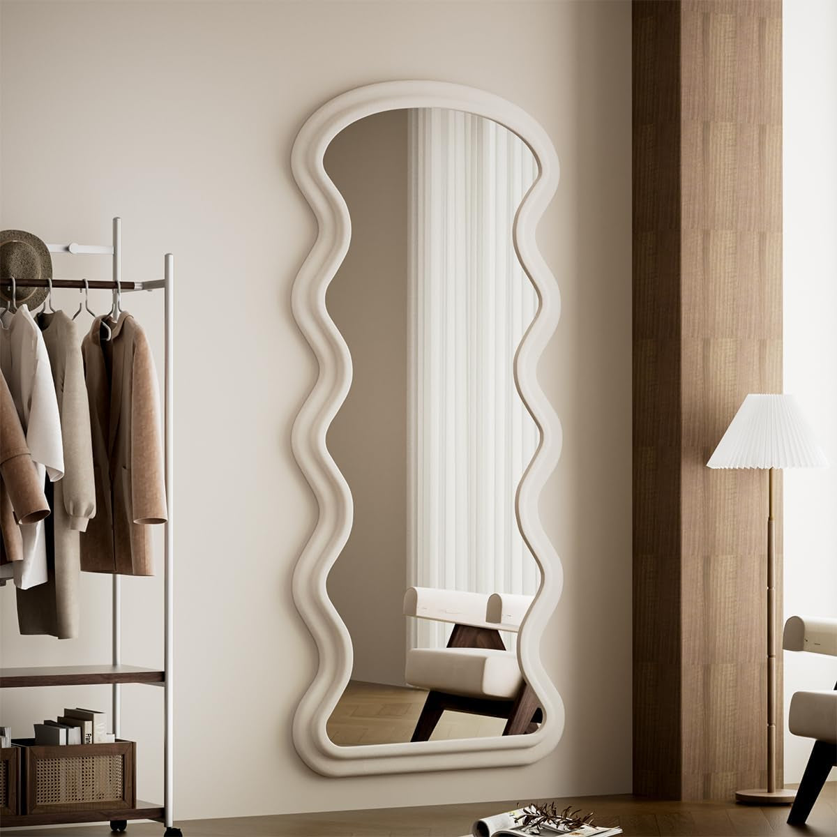 63“X24” Wavy Mirror Full Length, Flannel Full Body Mirror