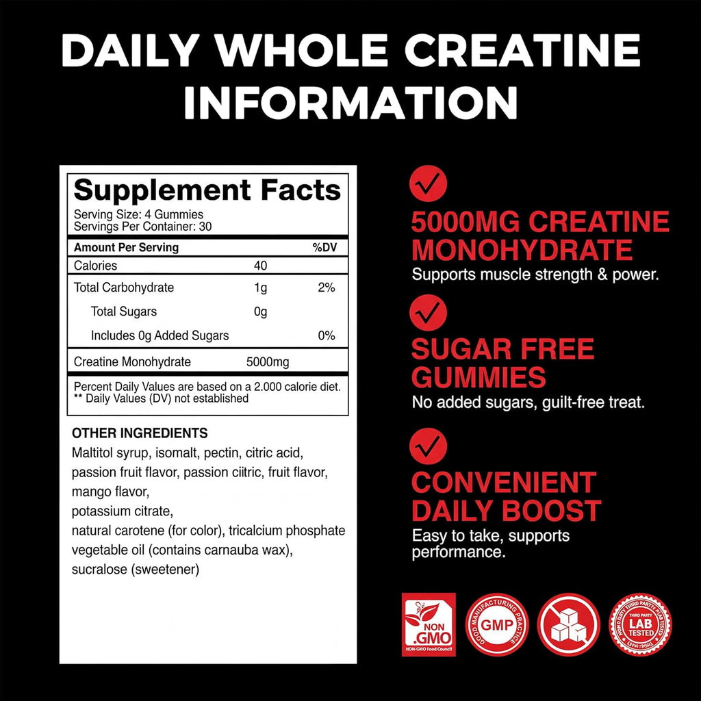 Creatine Gummies for Women, Watermelon 5000Mg NSF Vegan Chews for Men