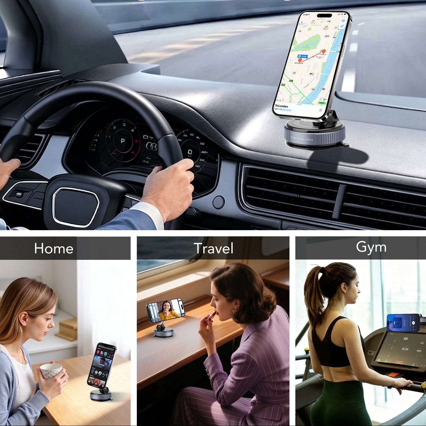 Magnetic Phone Holder for Car, Suction Cup Car Phone Holder for Windshield and Dashboard, 360° Adjustable Car Phone Mount with Strongest N60 Magnets, Compatible for Iphone17-12 Pro Max and Android