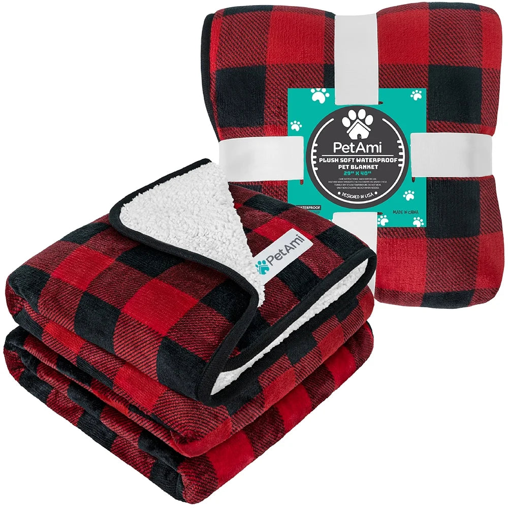 Waterproof Dog Blanket Pet Cat Medium Couch Cover 29X40 Checker Red