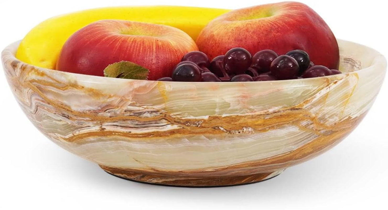 Marble Fruit Bowl for Kitchen Counter, 10" Green Decorative Bowl