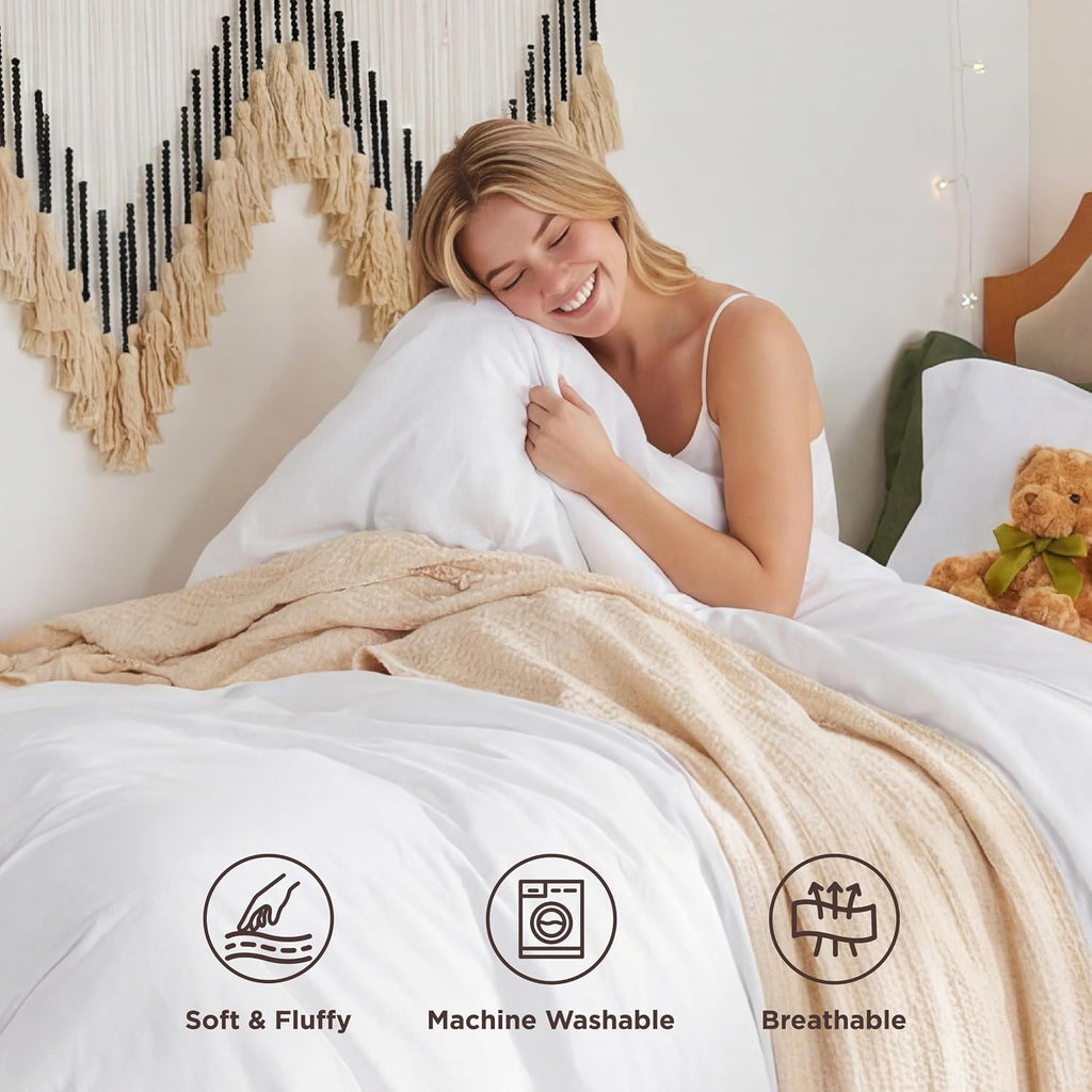 Prewashed Twin/Twin XL Duvet Cover, Cotton-Like Bedding Set, White