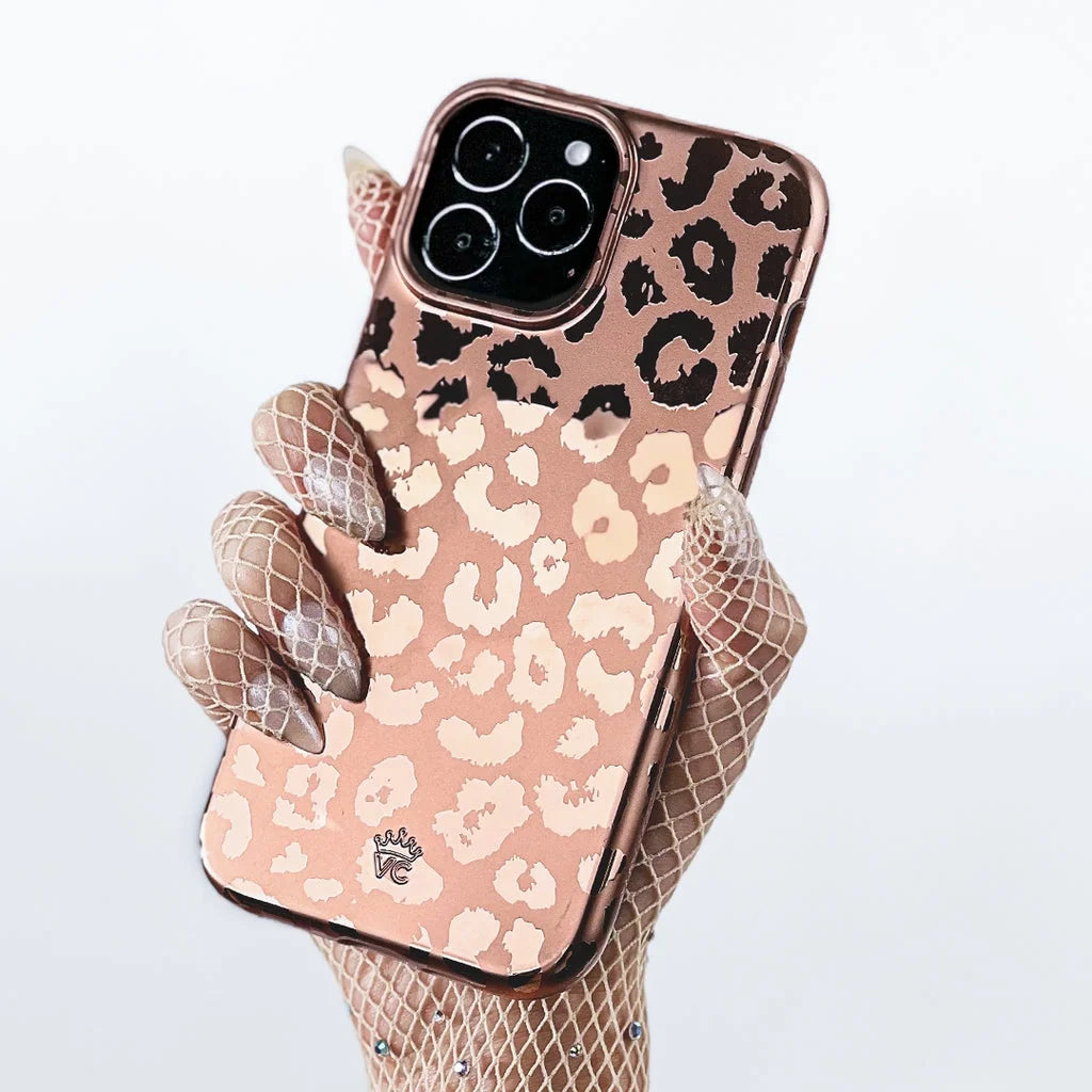 for Iphone 13 Mini Case Compatible with Magsafe - Cute Protective Phone Cases for Women - Bronze Chrome Leopard