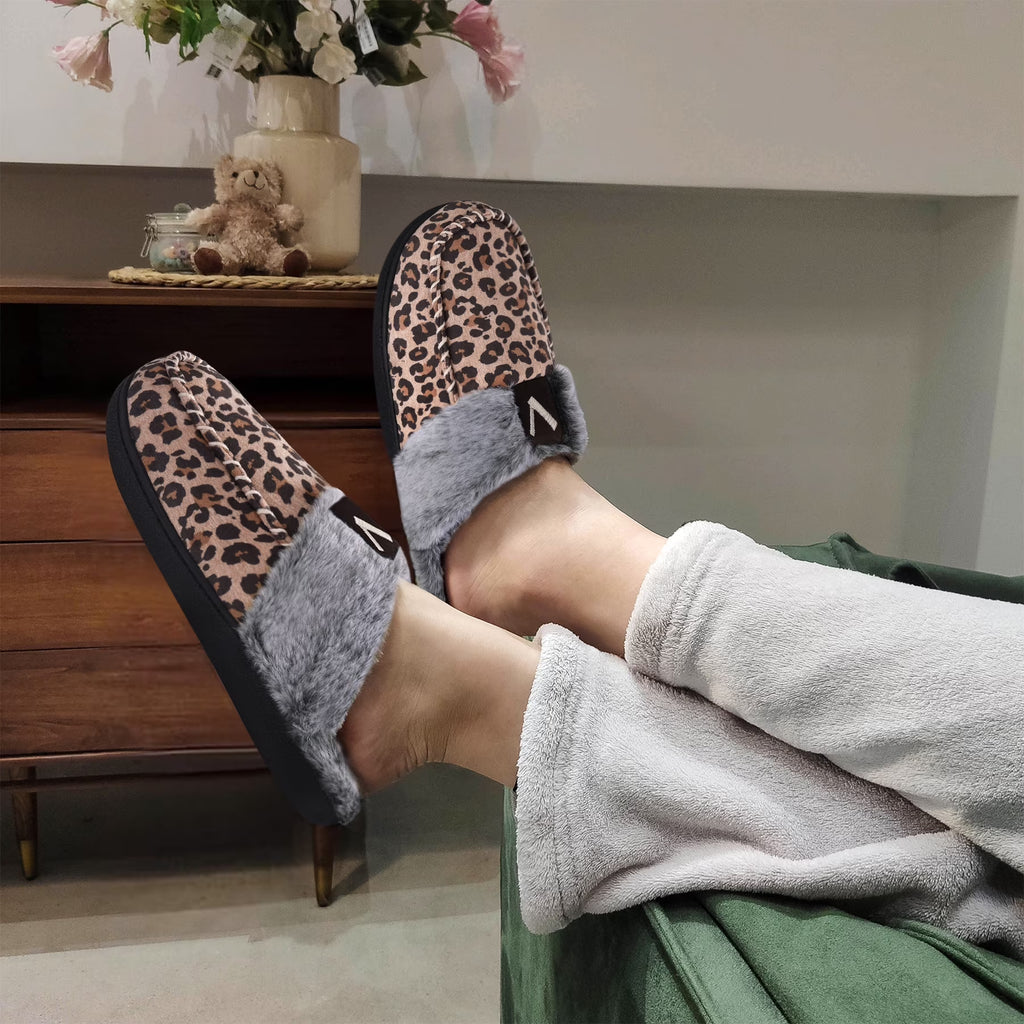 Women'S Comfy Fuzzy House Slipper Scuff Memory Foam Slip on Warm Moccasin Style Indoor Outdoor