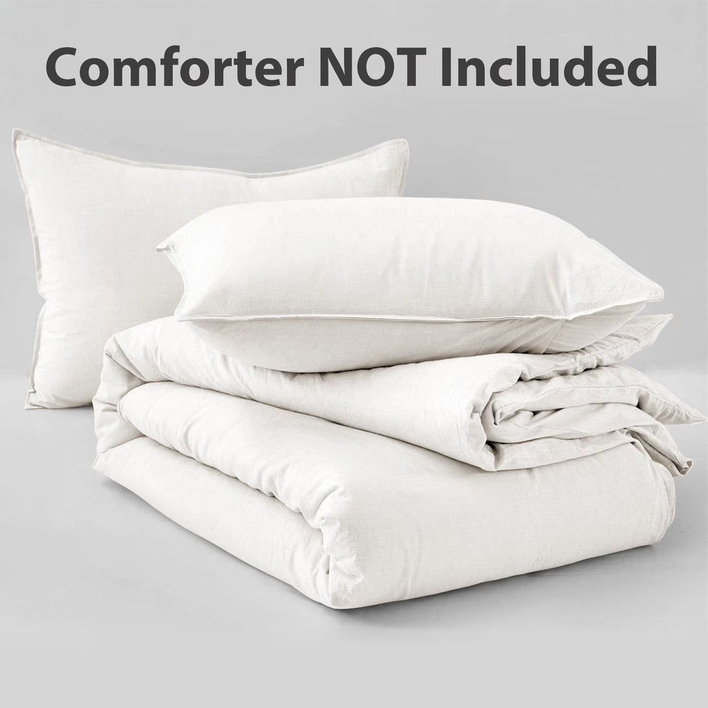 3 Pieces Duvet Cover Set, Soft Washed Microfiber Duvet Cover Queen with 2 Pillow Shams,White