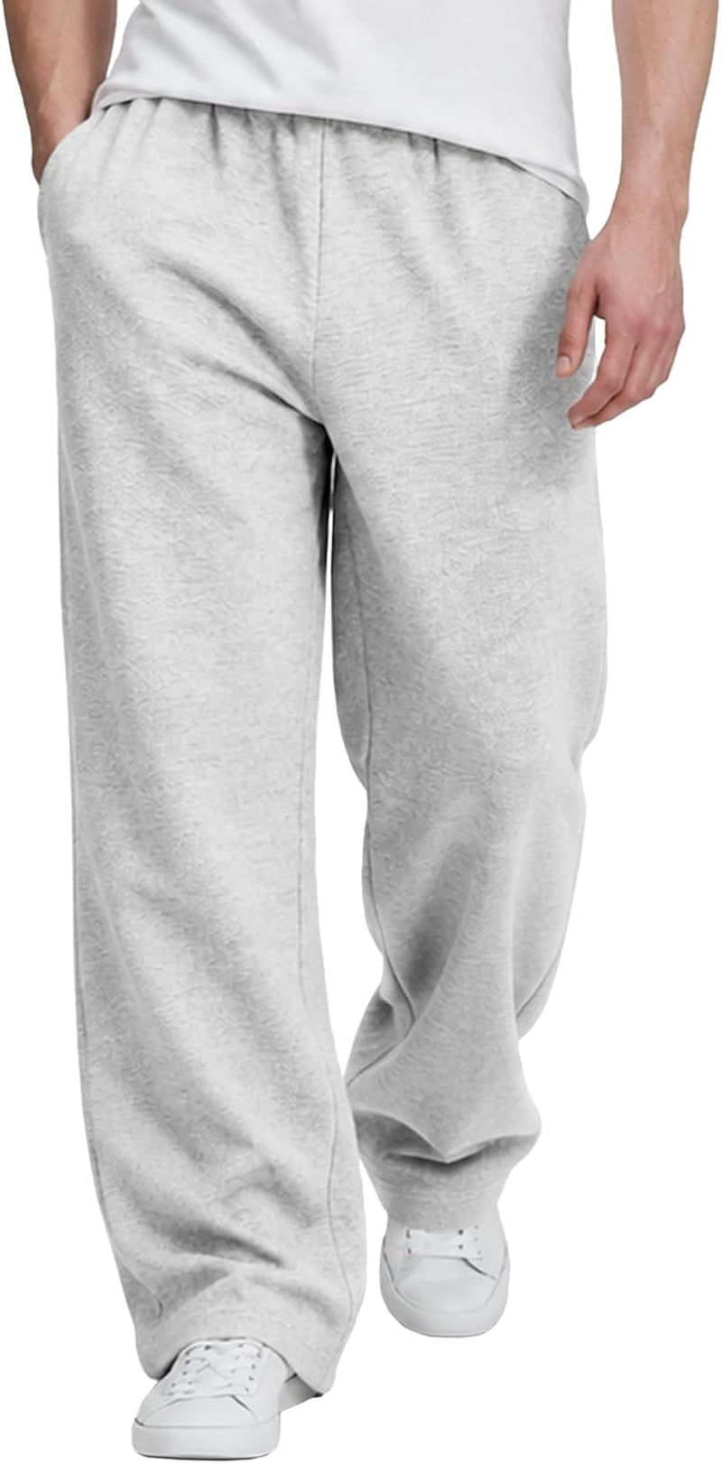 Mens Fleece Baggy Sweatpants Wide Leg Casual Pants with Pockets
