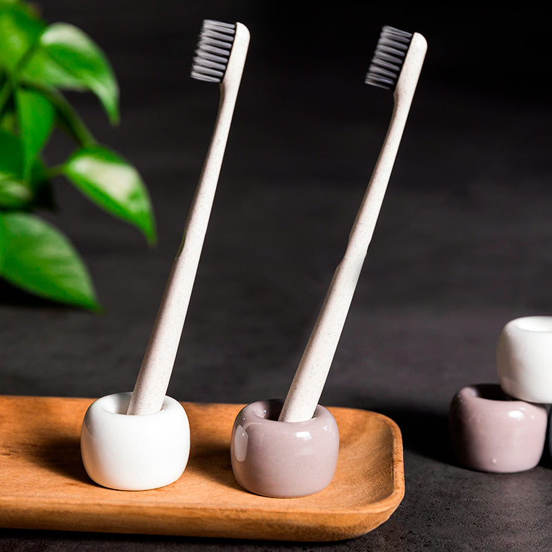 Toothbrush Holder Bathroom Sink Toothbrush Storage Base Ceramic Toothbrush Desktop Rack