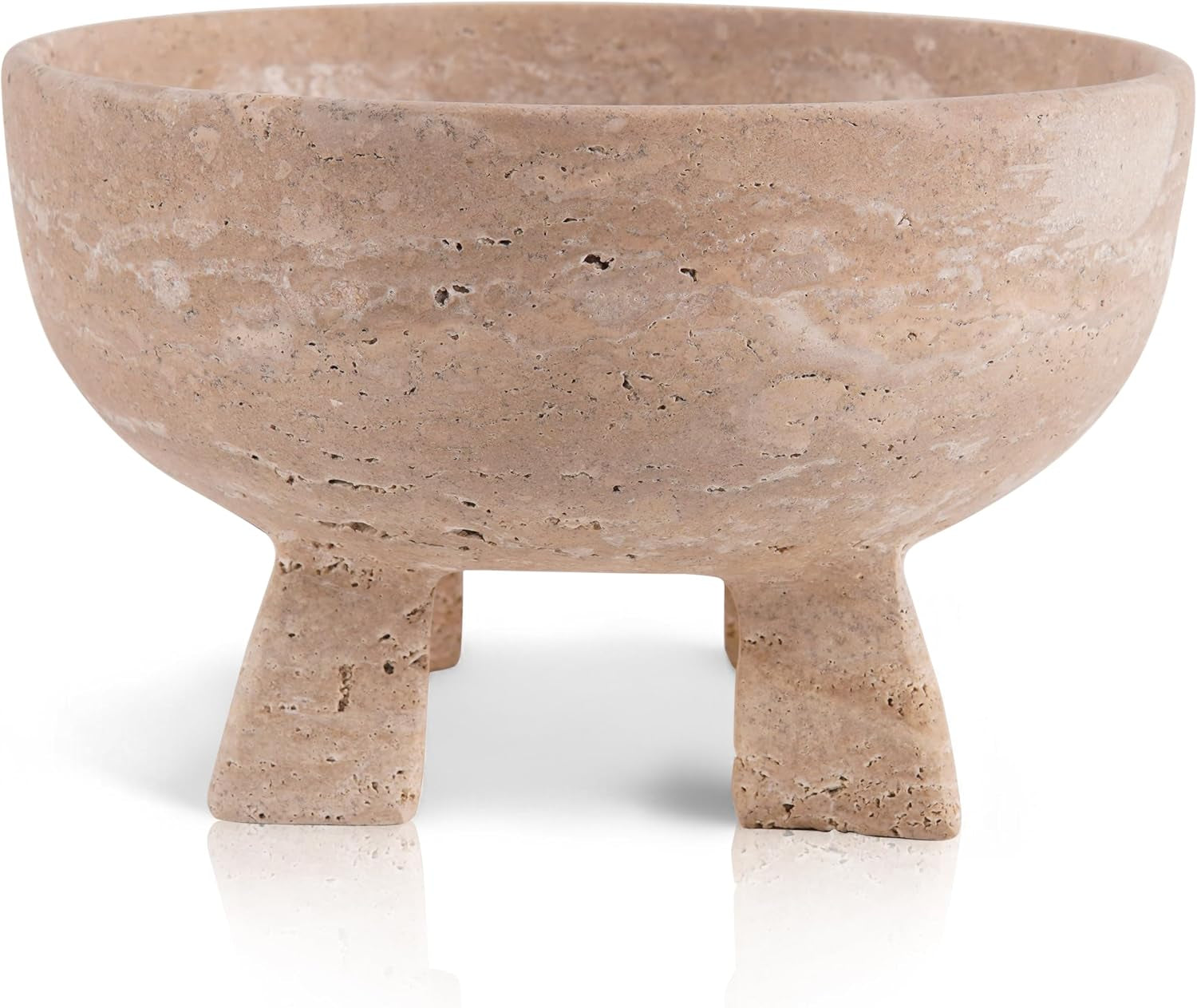 Marble Fruit Bowl, 8" Travertine Handmade Fruit Bowl for Kitchen Counter, Elegant Decorative Home Accessories, Modern Fruit Basket for Kitchen Décor