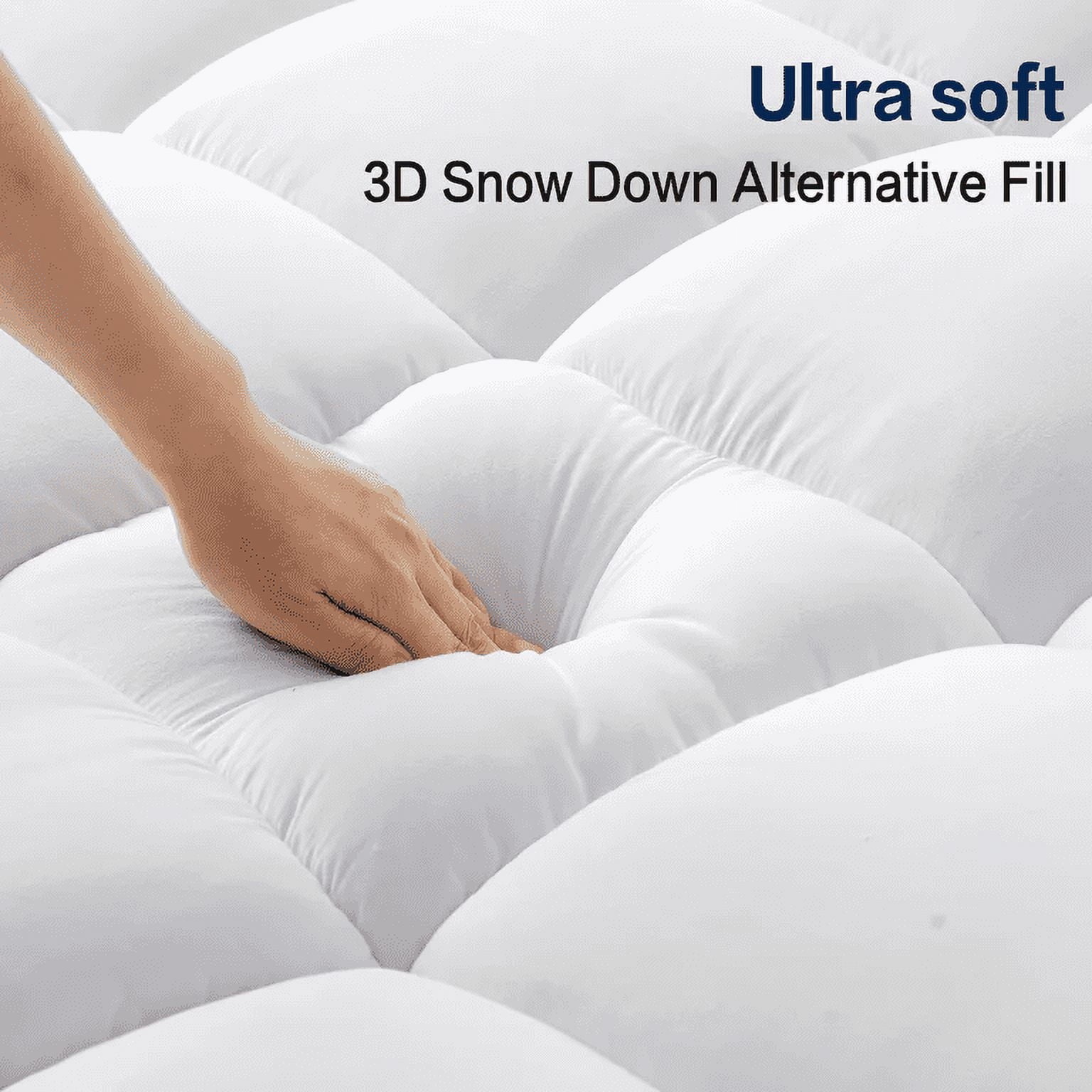 100% 400TC Mattress Topper Queen for Back Pain Relief,900Gsm Pillow Top Mattress Pad, Mattress Cover with 8-21" Deep Pocket, Cooling for Hot Sleepers Noiseless OEKO-TEX Certified (White,Queen)