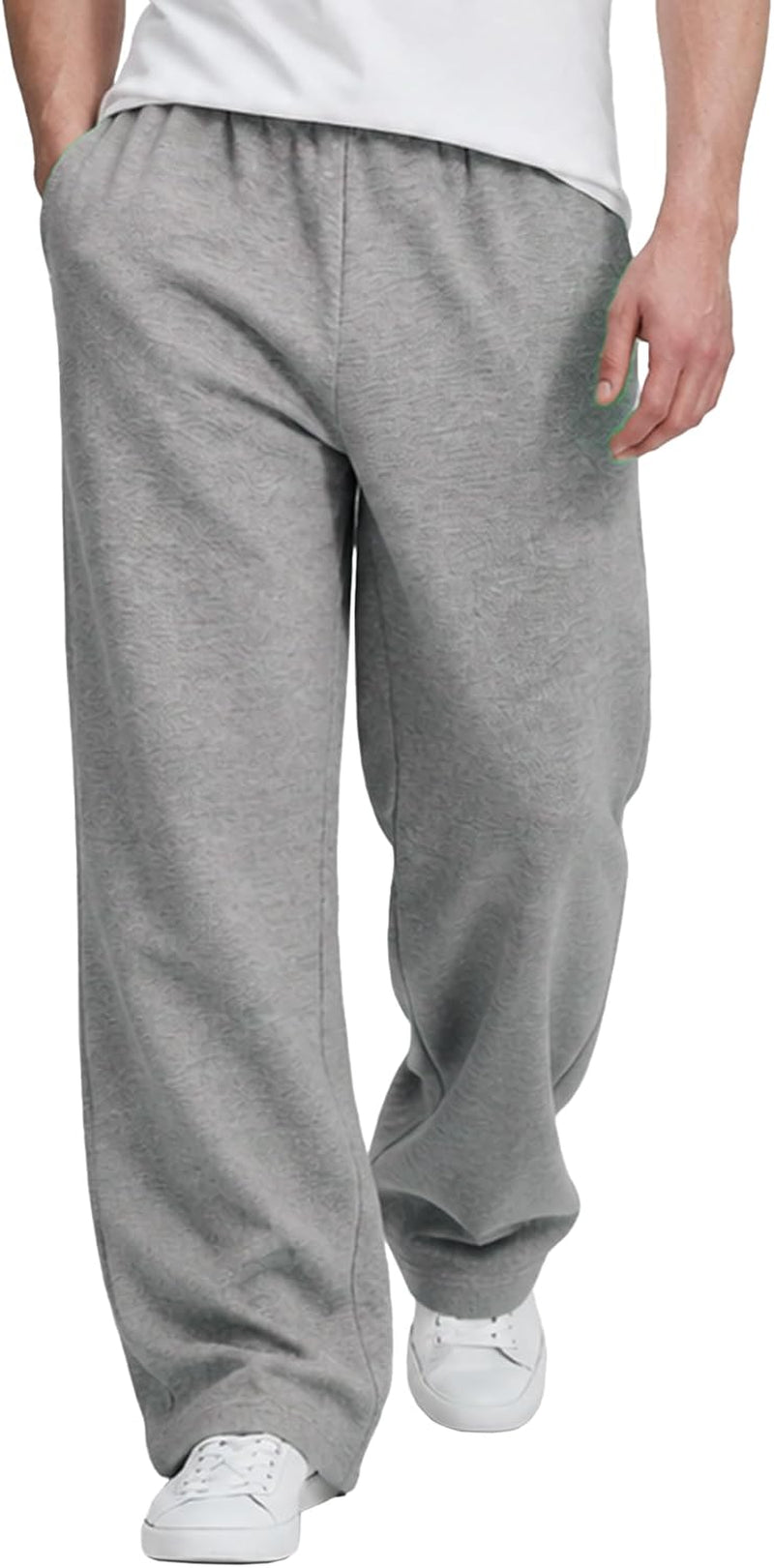 Mens Fleece Baggy Sweatpants Wide Leg Casual Pants with Pockets
