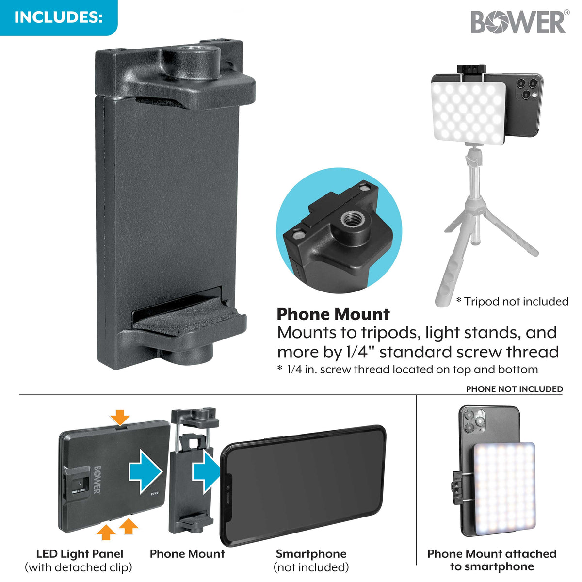 Clip-On Snap Light for Streaming, Selfies & Remote Work - USB-C, 8-Level Brightness, Black