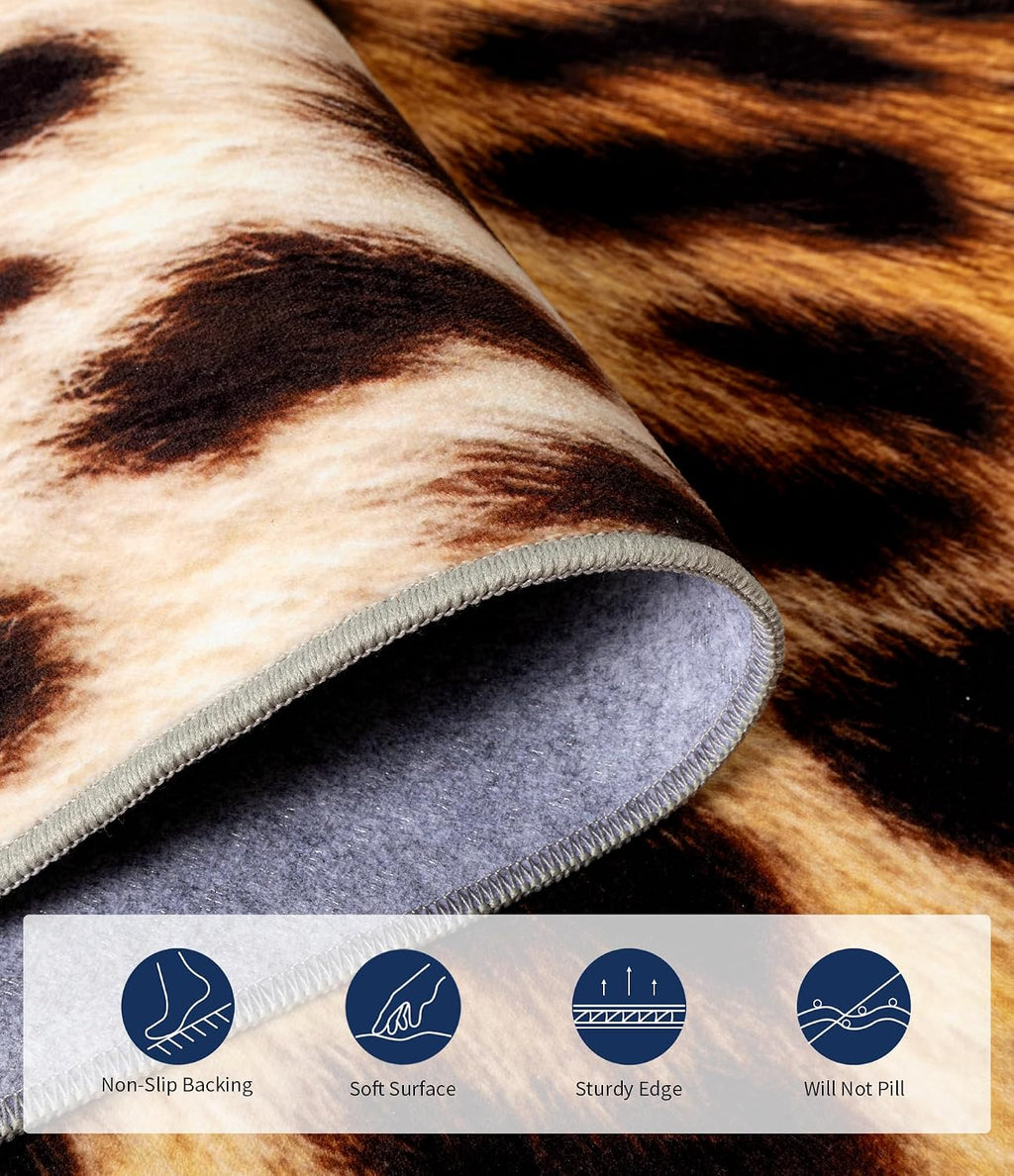 4‘X6' Washable Leopard Cheetah Rug for Living Room