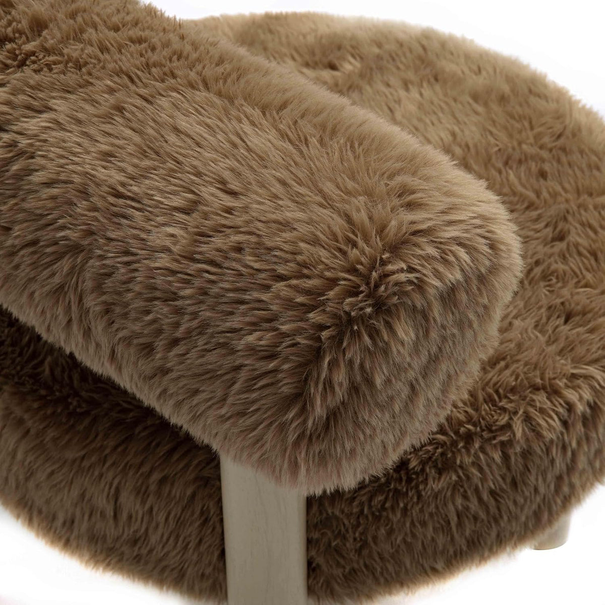 Carmel Dark Taupe Vegan Shearling Upholstered Accent Chair with Wooden Legs