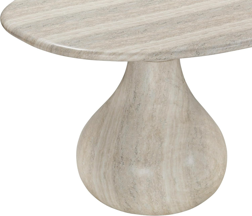 Smooch Faux Travertine Indoor/Outdoor Pedestal Dining Table