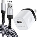 Type C Charger Block,With 3A Android Charger Fast Charging Cable 10Ft 5V/1A Usb Charger Block Wall Adapter Plug Brick Phone Chargers for Android Phone Charger Block Type C