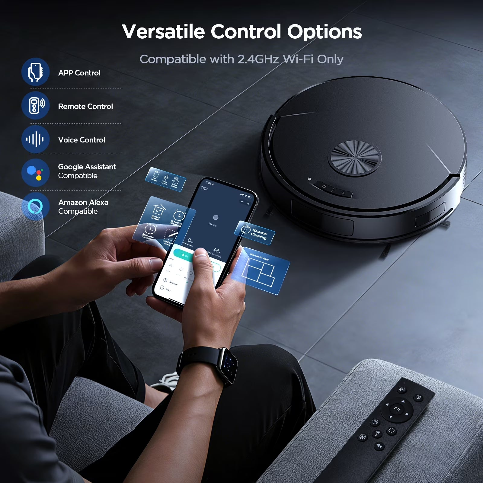 Robot Vacuum Cleaner, 2 in 1 Mop Combo for Pet Hair, Hard Floor