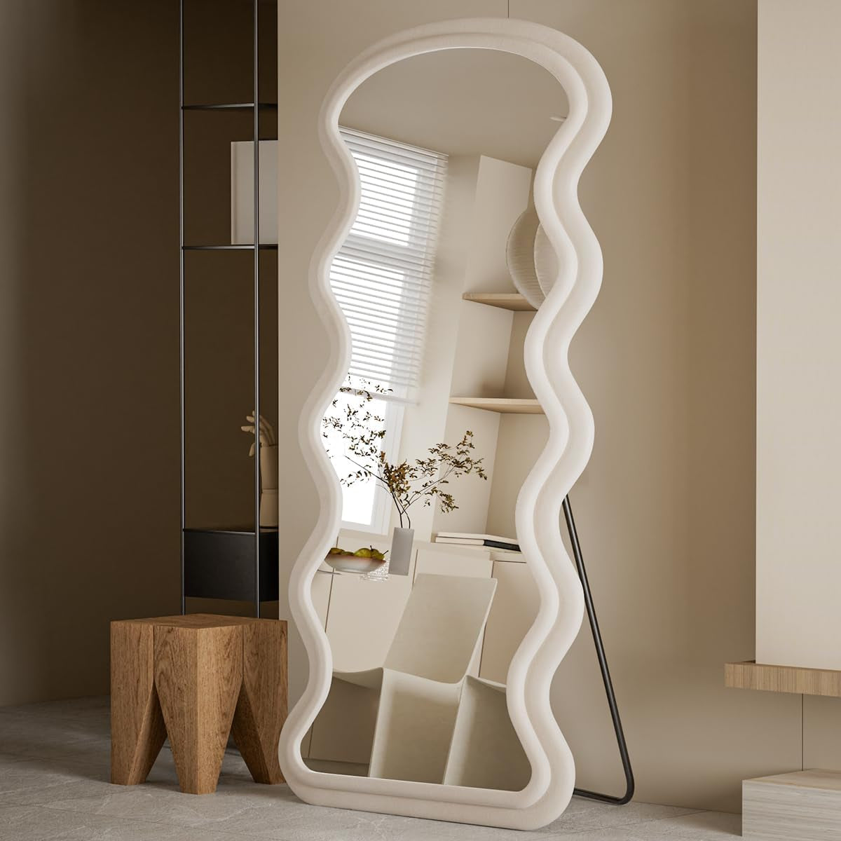 63“X24” Wavy Mirror Full Length, Flannel Full Body Mirror