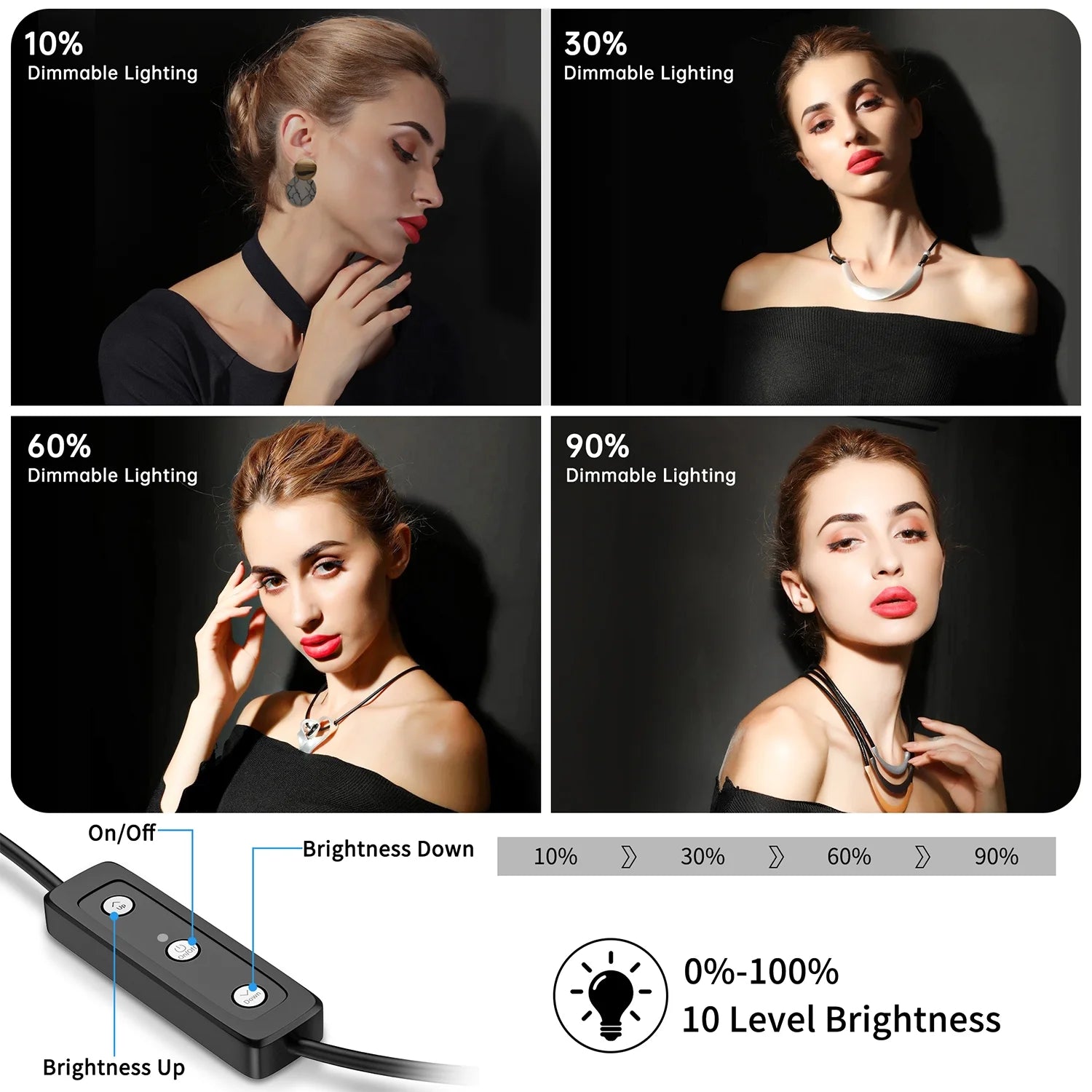 LED Video Light Kit 2 Pack Dimmable Remote Control Photography Lights with Tripods 10 Brightness Levels and 9 Color Filters USB Powered for Youtube Tiktok