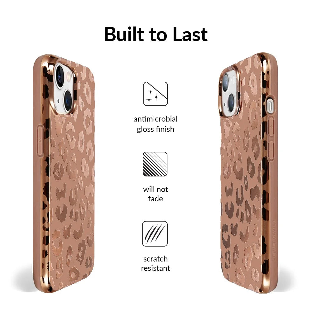for Iphone 13 Mini Case Compatible with Magsafe - Cute Protective Phone Cases for Women - Bronze Chrome Leopard