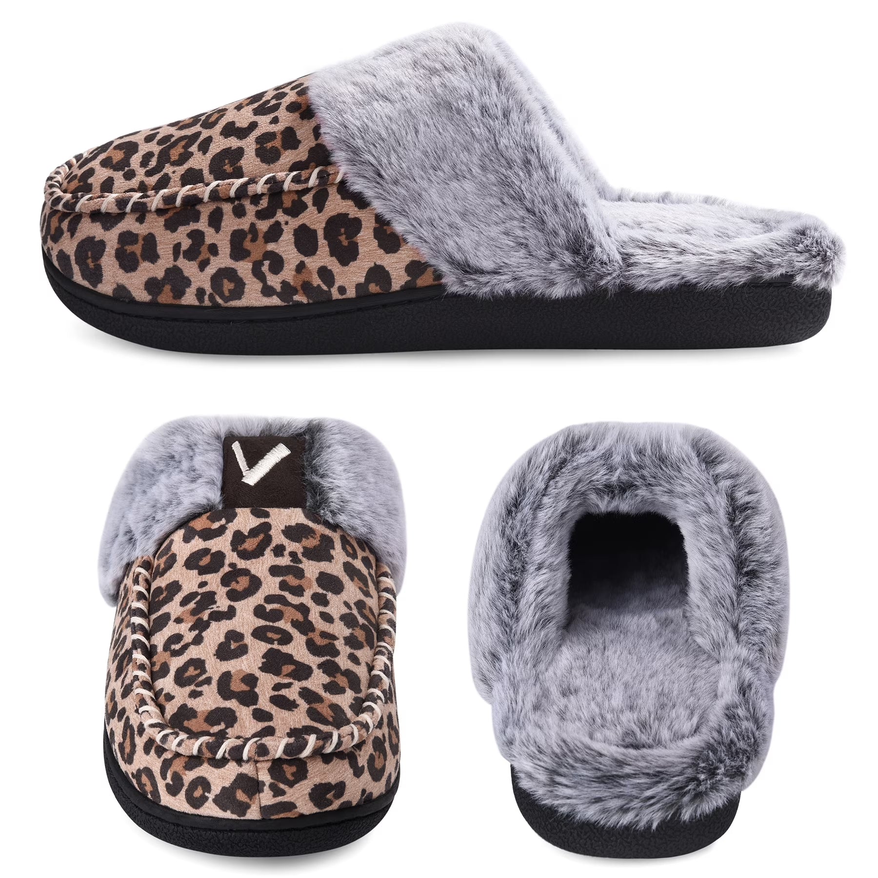 Women'S Comfy Fuzzy House Slipper Scuff Memory Foam Slip on Warm Moccasin Style Indoor Outdoor