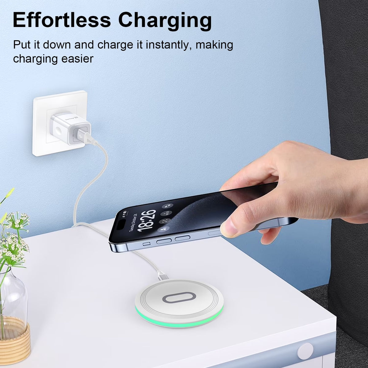 Fast Magnetic Wireless Charger, 15W Wireless Charging Pad for Mag-Safe Charger Stand Wireless Charging Pad for Samsung Iphone 15/15 Pro/15 Plus/14 Pro/14 Plus/14 Pro Max/ 13/13 Pro,White