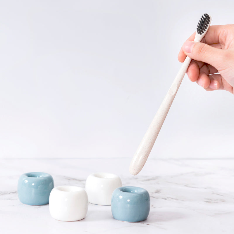 Toothbrush Holder Bathroom Sink Toothbrush Storage Base Ceramic Toothbrush Desktop Rack