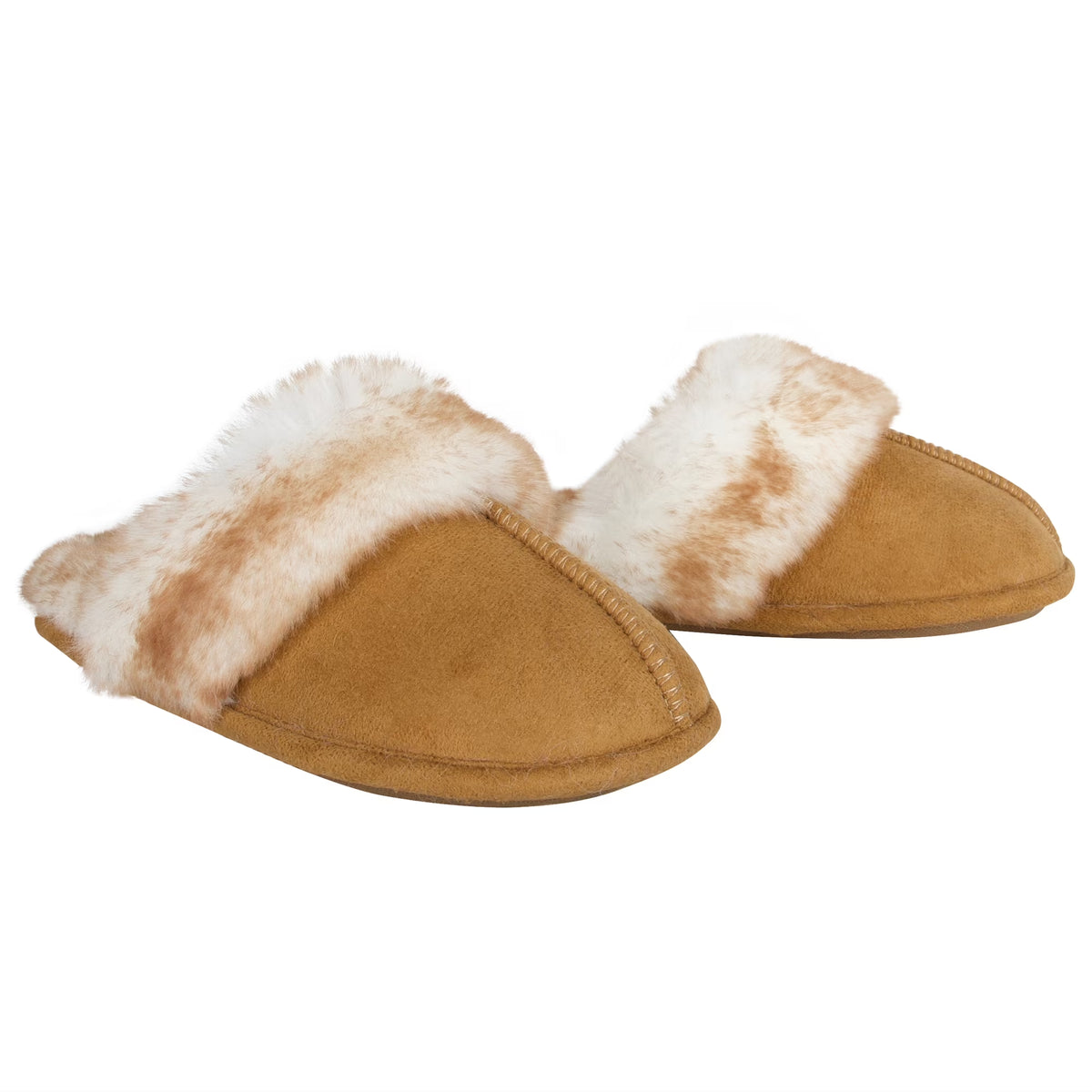 Comfy Faux Fur Womens House Slipper Scuff Memory Foam Slip on Anti-Skid Sole