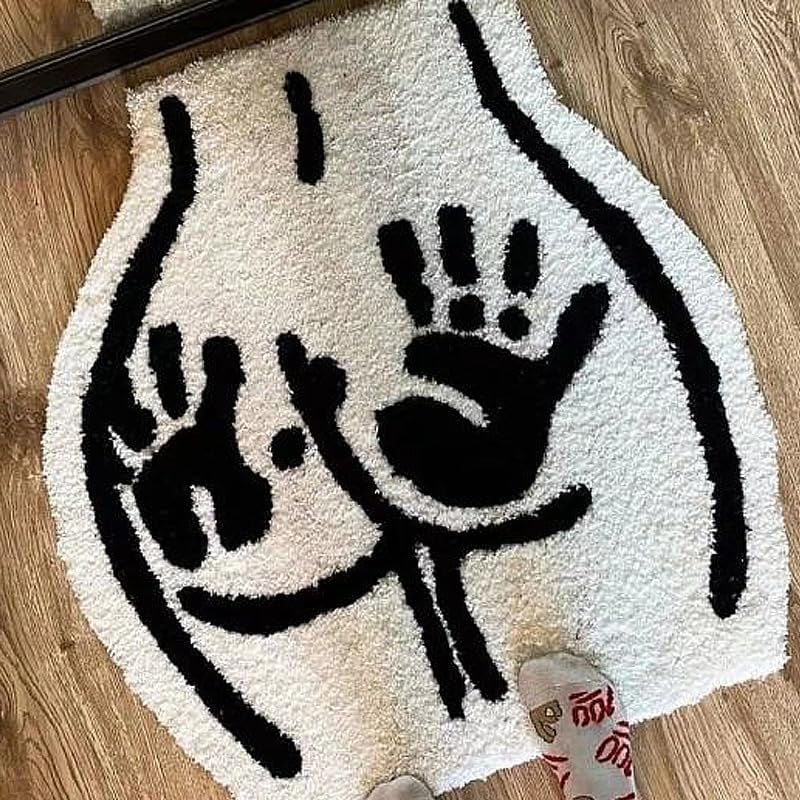 Sexy Bathroom Tufted Rugs Soft Non-Slip Absorbent Handmade Carpet Bedroom Bathroom Mat Home Decor Room Decor (23.6X21.7 Inch) (Handprint)