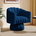 Swivel Barrel Accent Chair, Velvet Reading Armchair, Navy, Set 1