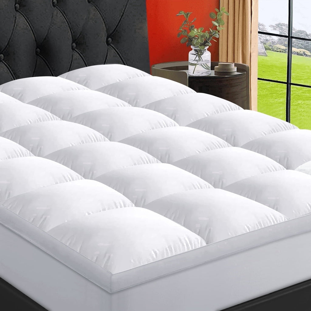 100% 400TC Mattress Topper Queen for Back Pain Relief,900Gsm Pillow Top Mattress Pad, Mattress Cover with 8-21" Deep Pocket, Cooling for Hot Sleepers Noiseless OEKO-TEX Certified (White,Queen)