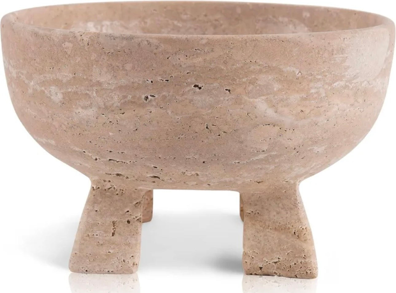 Marble Fruit Bowl, 8" Travertine Handmade Fruit Bowl for Kitchen Counter, Elegant Decorative Home Accessories, Modern Fruit Basket for Kitchen Décor