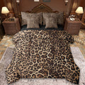 Leopard Print 7-Piece Bedding Comforter Set,Wild Animal King Bedding Sets,Cheetah Pattern Bed Sheets for Girl Kids,Breathable Home Decor Reversible