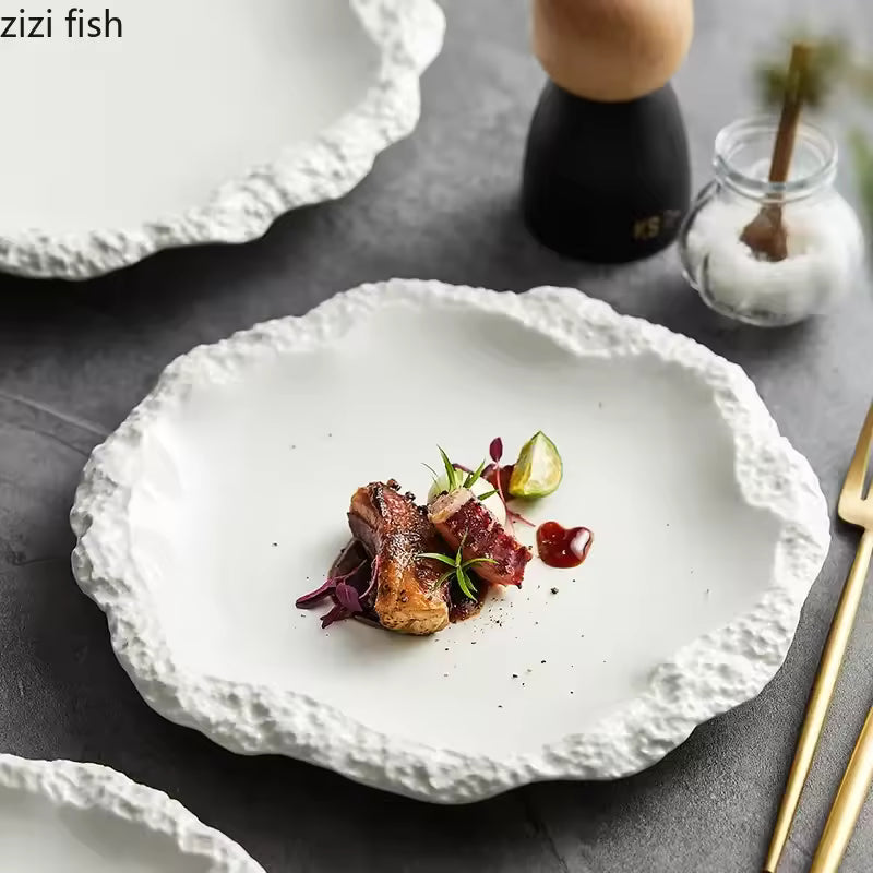 Simple Solid Color Tableware Porcelain Pasta Steak Plate