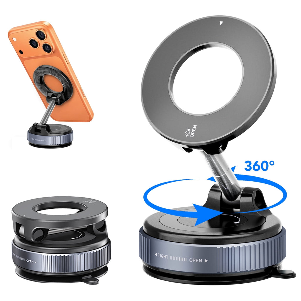 Magnetic Phone Holder for Car, Suction Cup Car Phone Holder for Windshield and Dashboard, 360° Adjustable Car Phone Mount with Strongest N60 Magnets, Compatible for Iphone17-12 Pro Max and Android