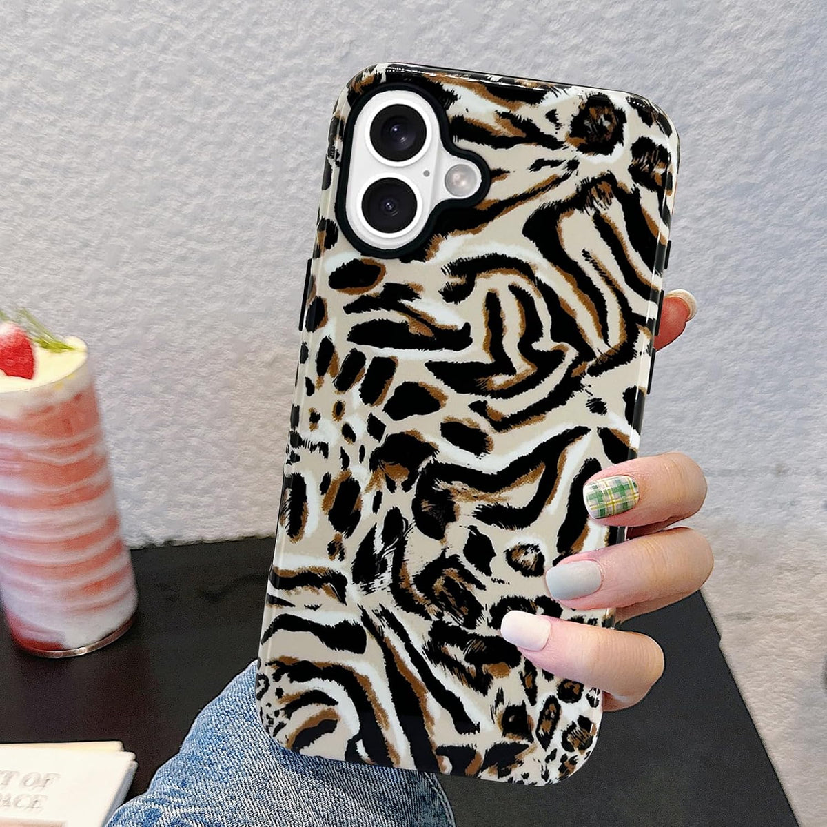 Cheetah for Iphone 16 Case 6.1 Inch with 2 Pack Tempered Glass Screen Protectors Animal Leopard Hybrid Cover for Girls Women Aesthetic Protective Phone Cases