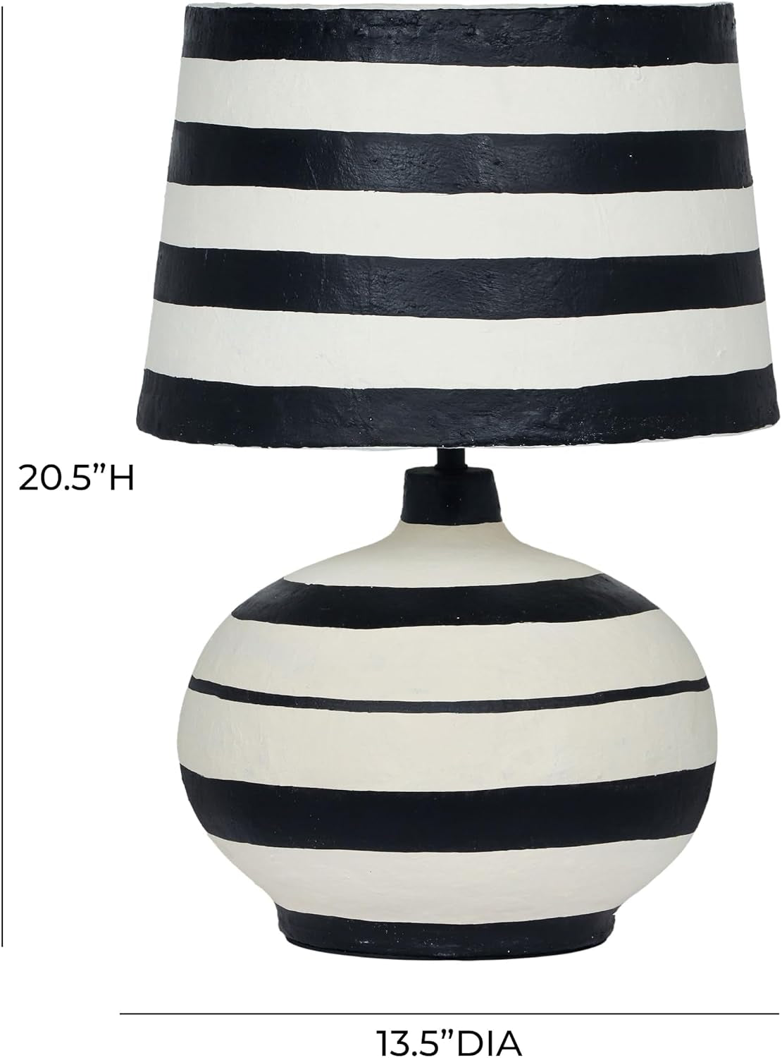 Positano Black Striped Papier Mache Table Lamp