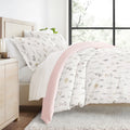 Duvet Cover Set - Ultra Soft & Breathable - Pink Farmhouse Wildflower for Queen Size Bedding by