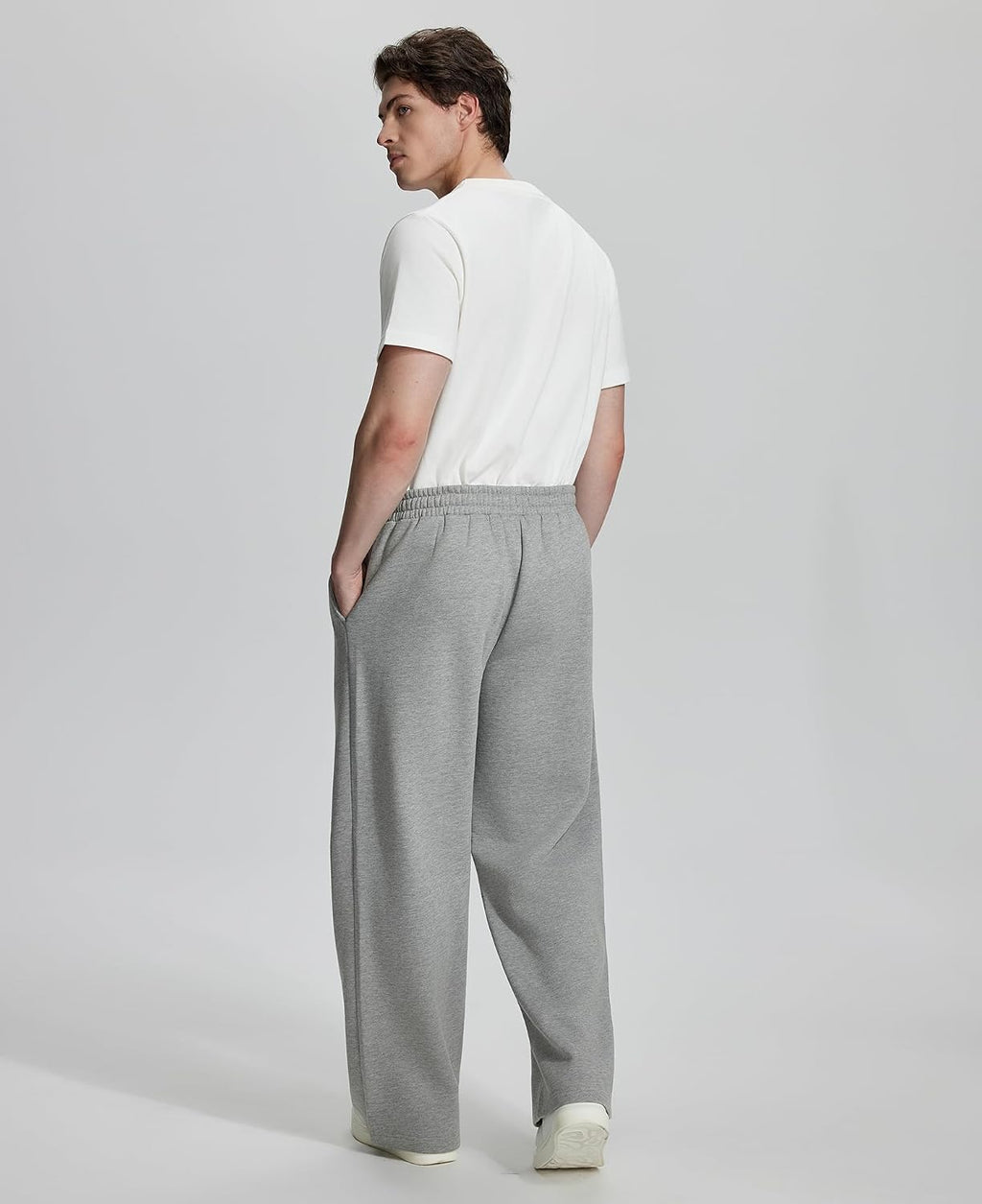 Mens Fleece Baggy Sweatpants Wide Leg Casual Pants with Pockets