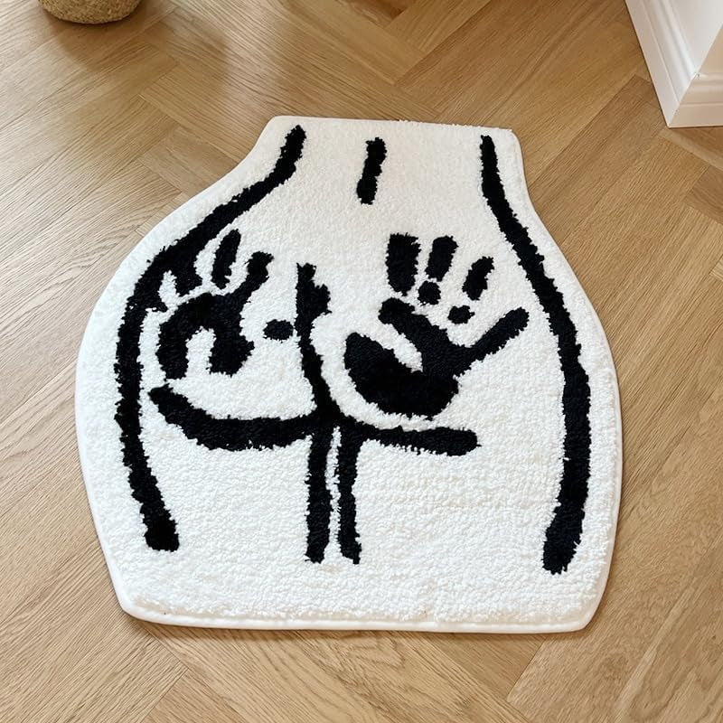 Sexy Bathroom Tufted Rugs Soft Non-Slip Absorbent Handmade Carpet Bedroom Bathroom Mat Home Decor Room Decor (23.6X21.7 Inch) (Handprint)